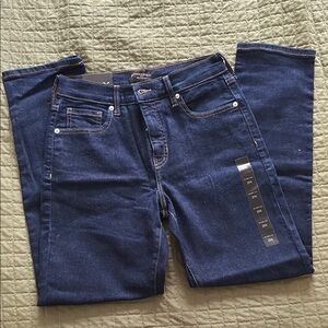 Dark Blue Denim Jeans - vintage stretch slim jeans